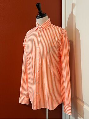 Bagutta Men’s The Shirt Slim Fit Cotton Striped Curved Cutaway Dandy Dress Shirt
